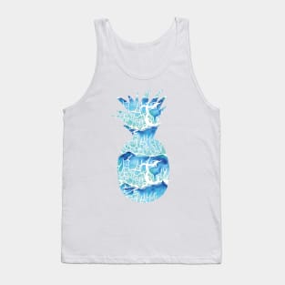 Pineapple and Waves Silhouette Tank Top